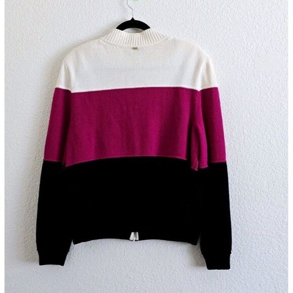 St. John Collection Wool Blend Size XL Color Block Zip-Up Cardigan Sweater - Picture 7 of 14